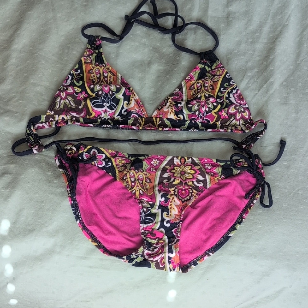 Athleta Pink Bikini Set with Adjustable Ties